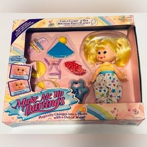 Vintage 1989 Hasbro Make Me Up Darlings Carla Clown & Her Birthday Party Playset